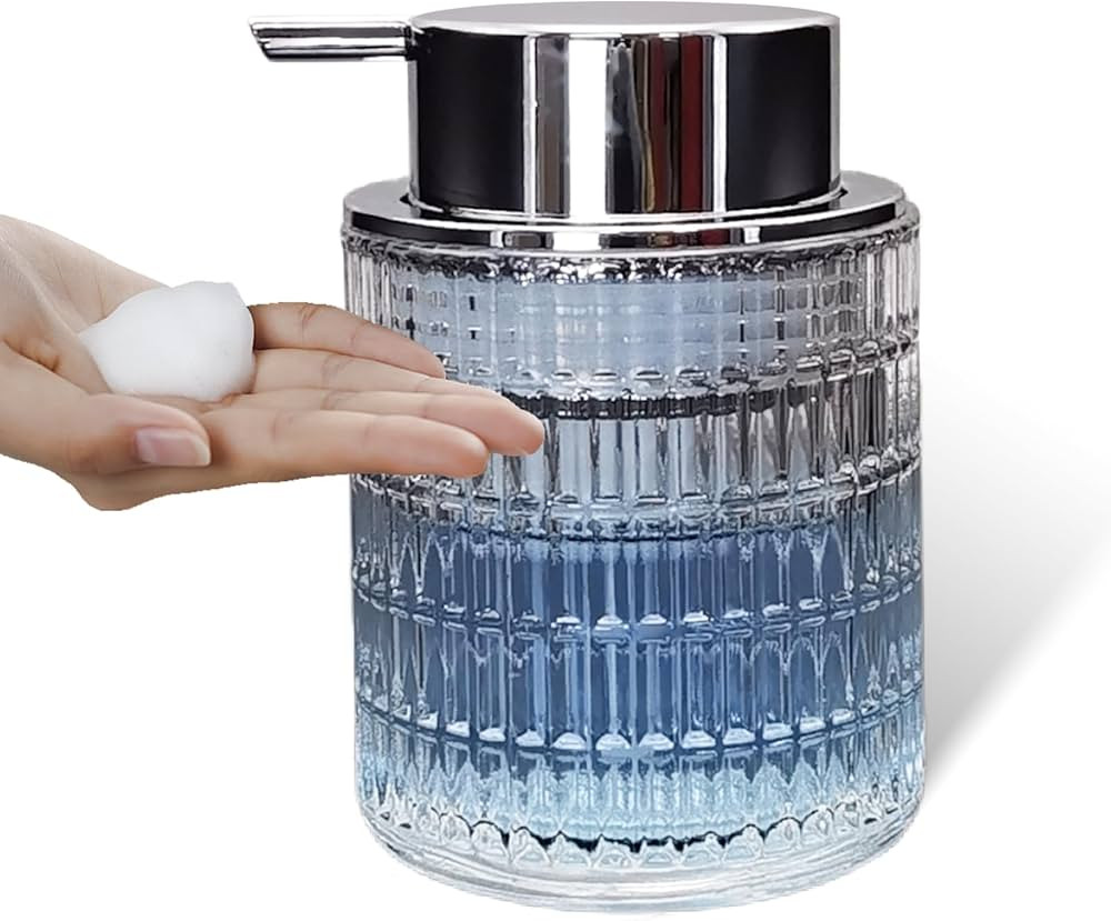 Glass Hand Foaming Soap Dispensers with Silver Pump Refillable Hand Soap Dispenser for Bathroom K... | Amazon (US)
