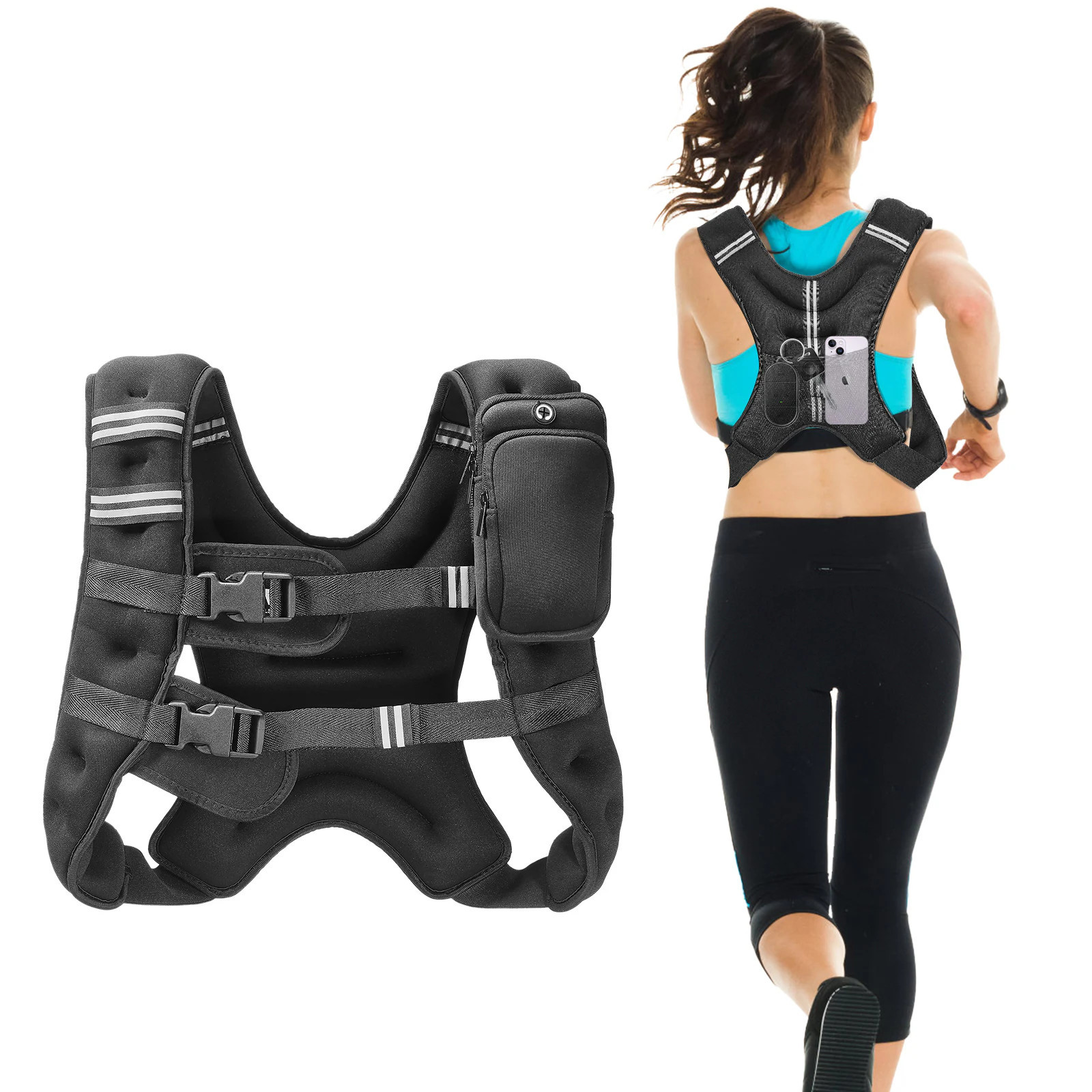 VEVOR Weighted Vest 16 lbs Weight Vest with Reflective Stripe Adjustable Buckle Body Weight Vest for Men Women Workout Equipment for Strength | Lowe's