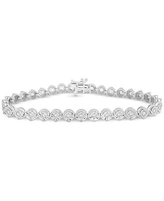 Diamond Round Link Bracelet (1 ct. t.w.) in Sterling Silver | Macy's