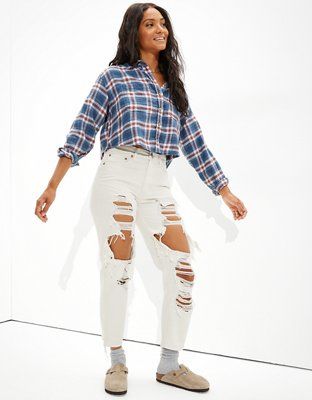 AE Cropped Flannel Shirt | American Eagle Outfitters (US & CA)