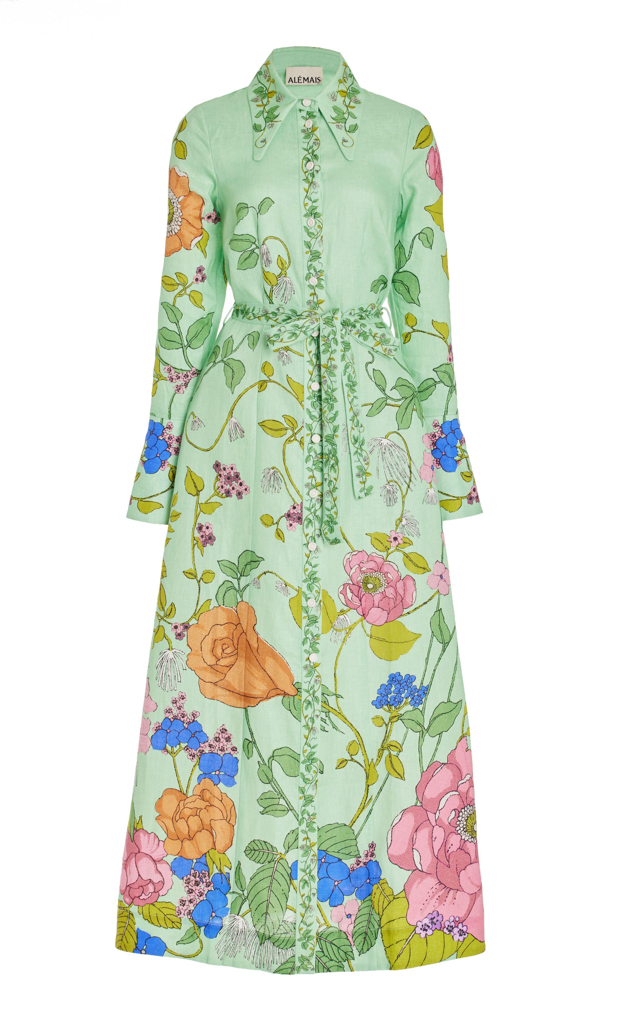 Olivia Floral Linen Maxi Shirt Dress | Moda Operandi (Global)
