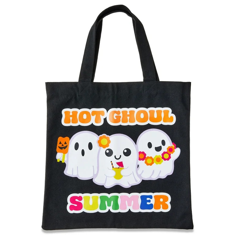 Canvas Tote, Summer Frights Accessory, 1 Count, by Way to Celebrate, Black, 15"x15" | Walmart (US)