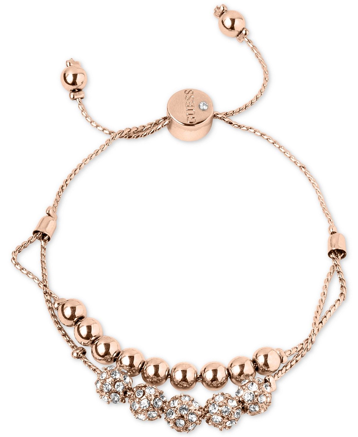 GUESS Pavé Beaded Double-Row Slider Bracelet  & Reviews - Bracelets - Jewelry & Watches - Macy's | Macys (US)