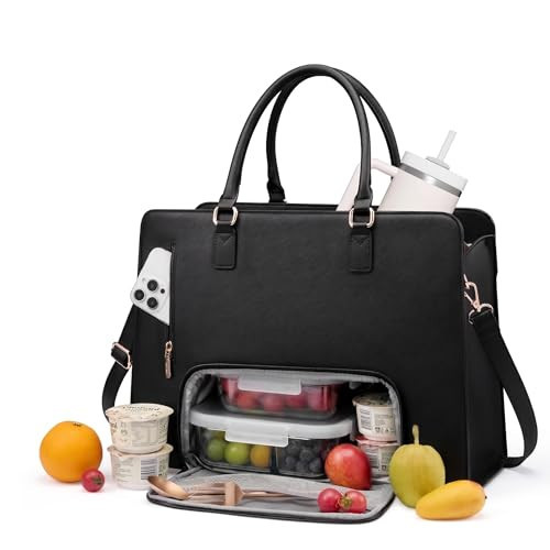 LOVEVOOK Laptop Tote Bag for Women,Leather Work Bag with Tumbler Holder | Amazon (US)