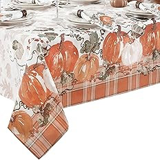 Newbridge Pumpkin Gingham Country Rustic Bordered Thanksgiving Fabric Tablecloth, Autumn Farmhous... | Amazon (US)