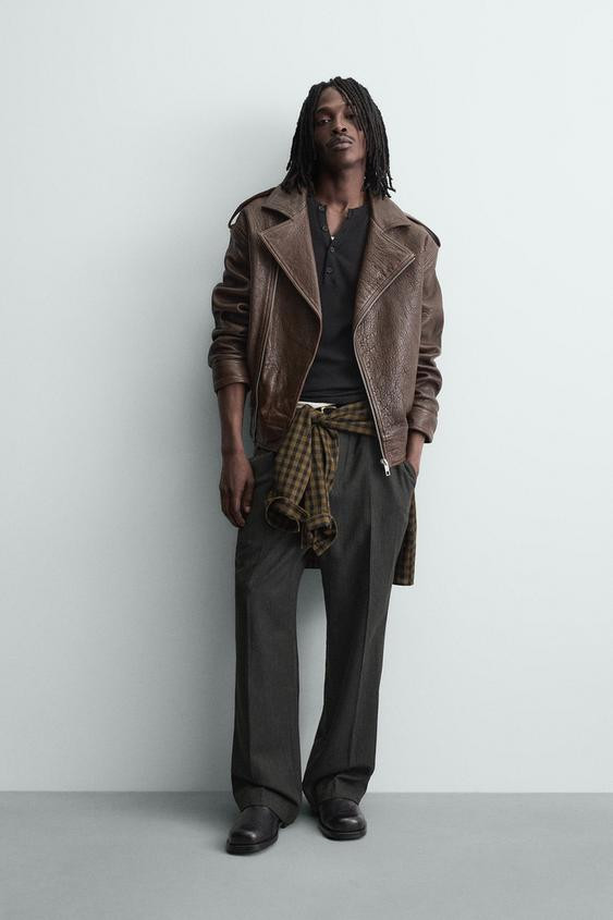 OVERSIZED LEATHER BIKER JACKET | Zara US