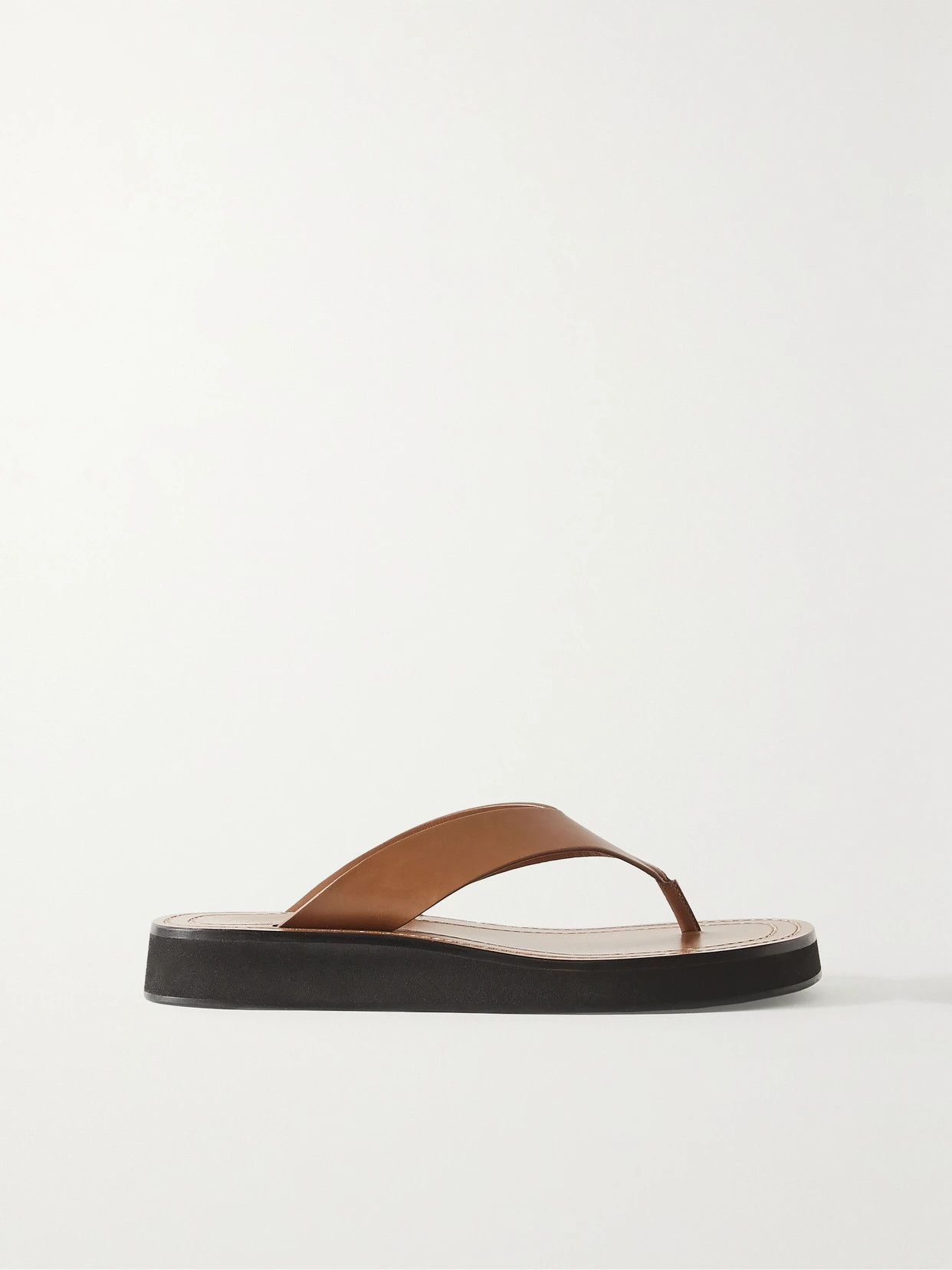 The Row - Ginza Leather Platform Flip Flops - Neutrals | NET-A-PORTER (US)