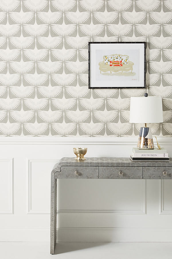 Feather Flock Chalk Wallpaper By Anthropologie in Grey Size ALL | Anthropologie (US)