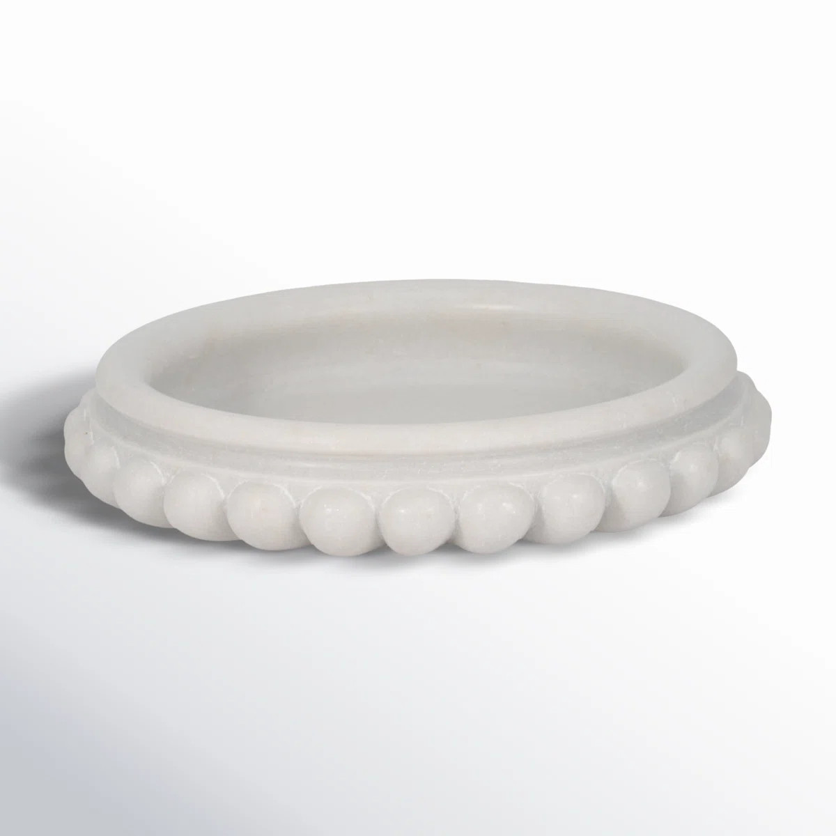 Sagebrook's Julienne Elegant 18" Windsor Carved Marble Tray, White Timeless Centerpiece for Any S... | Birch Lane
