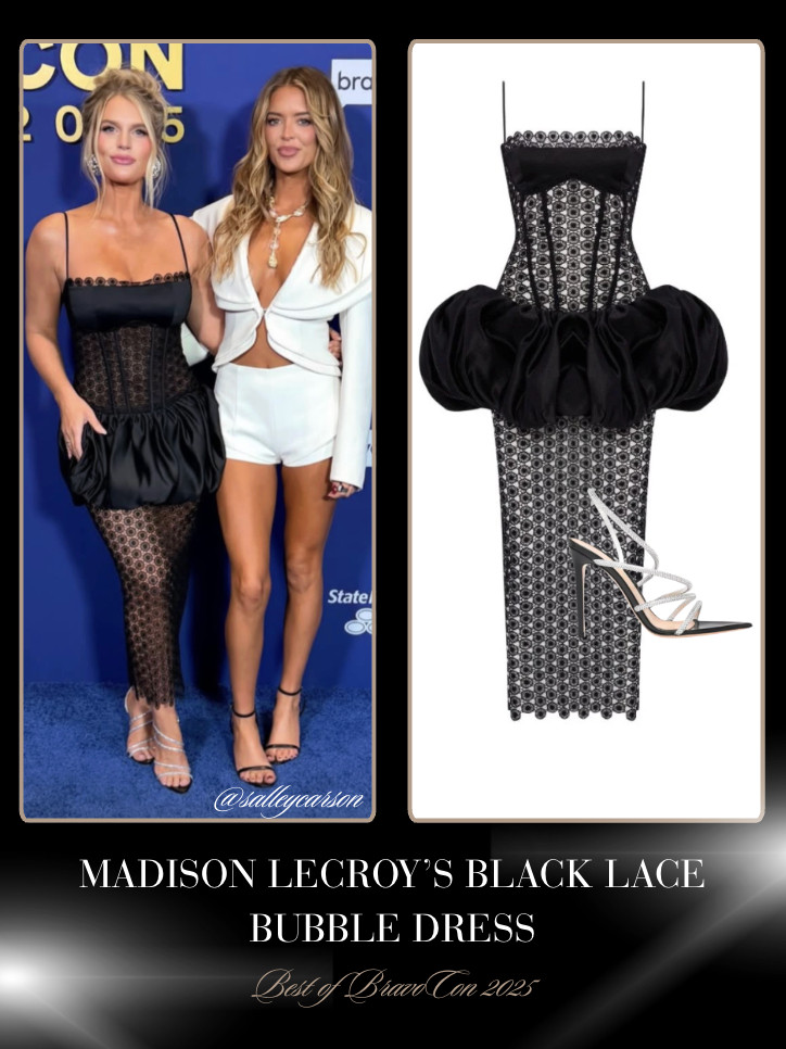 Madison LeCroy's Black Lace Bubble Dress at BravoCon 2025 📸= @salleycarson Styling= @modestoo/@coulsonbingham 

 