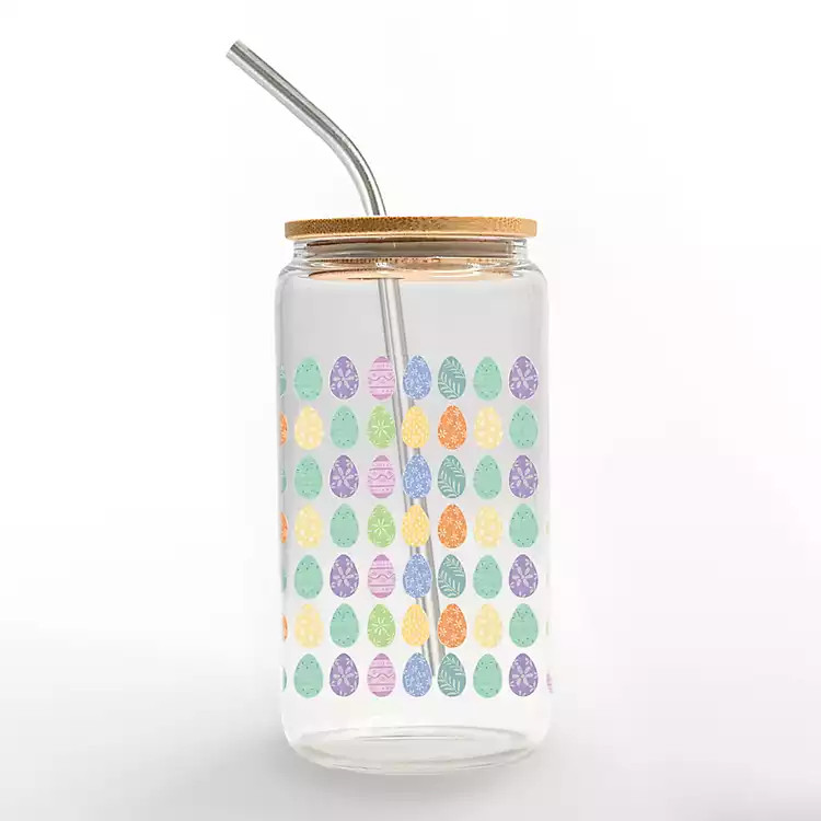 New! Pastel Egg Pattern Glass Tumbler | Kirkland's Home