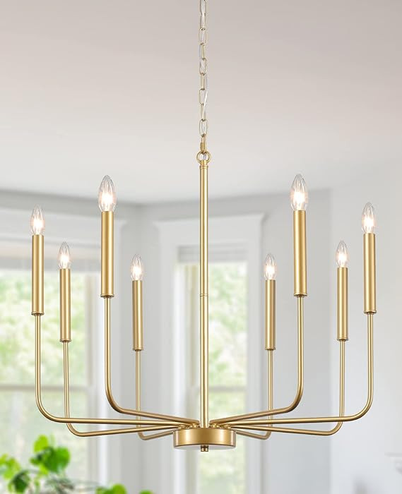 LASENCHOO Gold Chandelier Light Fixture, 8 Lights Modern Farmhouse Chandelier for Dining Room Lig... | Amazon (US)