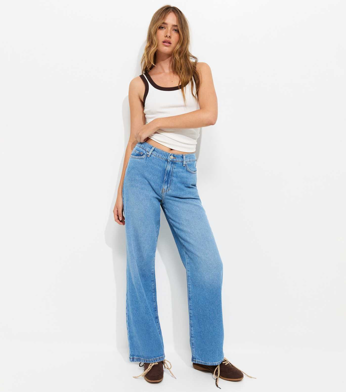 Blue Elasticated Waist Wide Leg Jeans | New Look | New Look (UK)