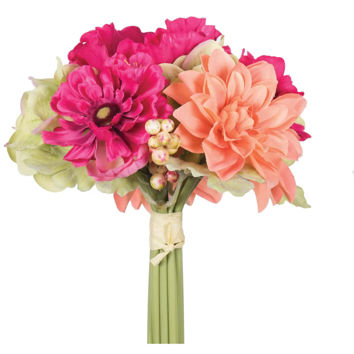 Vickerman 10" Artificial Polyester Pink, Orange, and Green Poppy and Dahlia Mixed Stem Bundle | Target