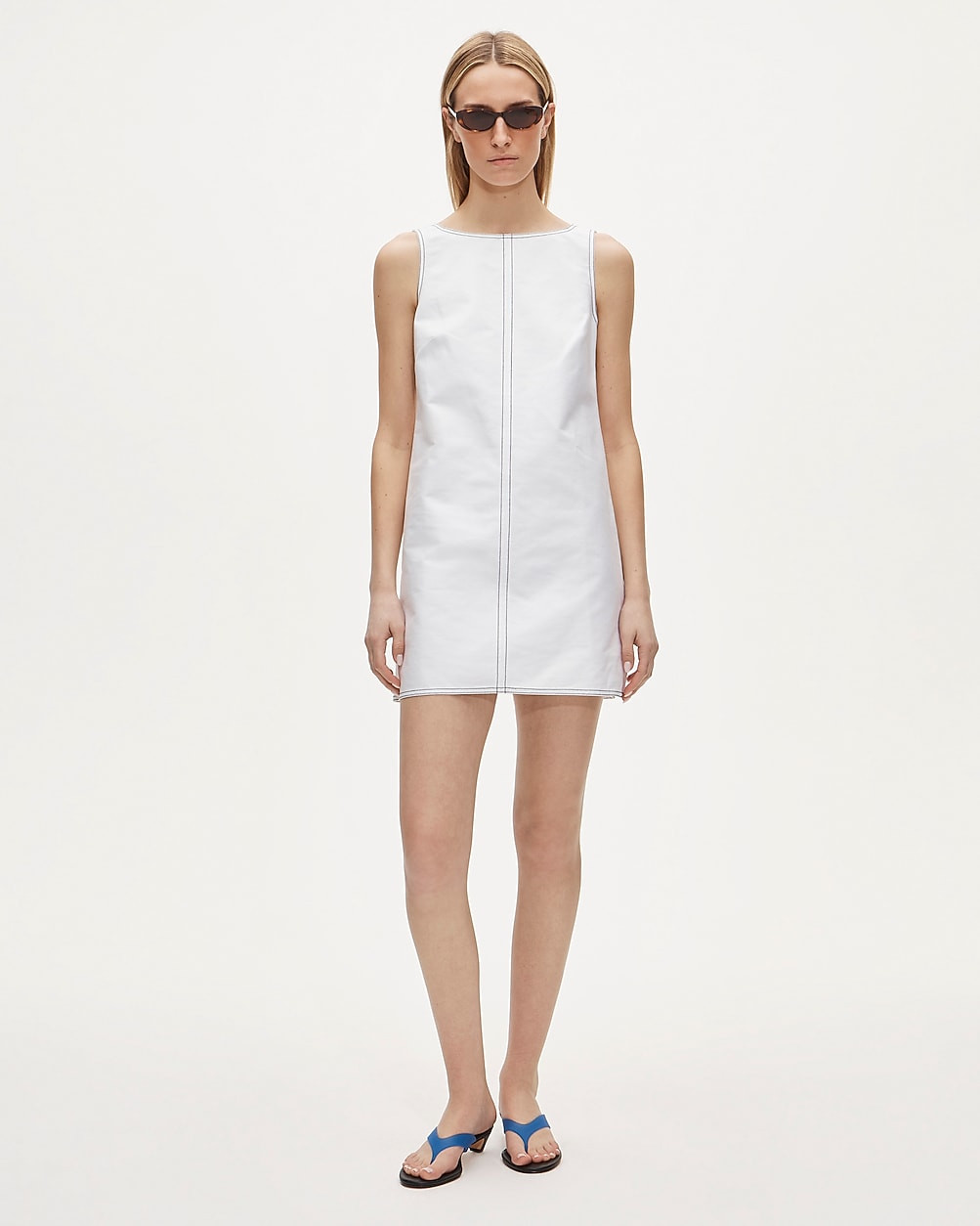 Tall contrast-stitch Billie dress in double cotton poplin | J. Crew US
