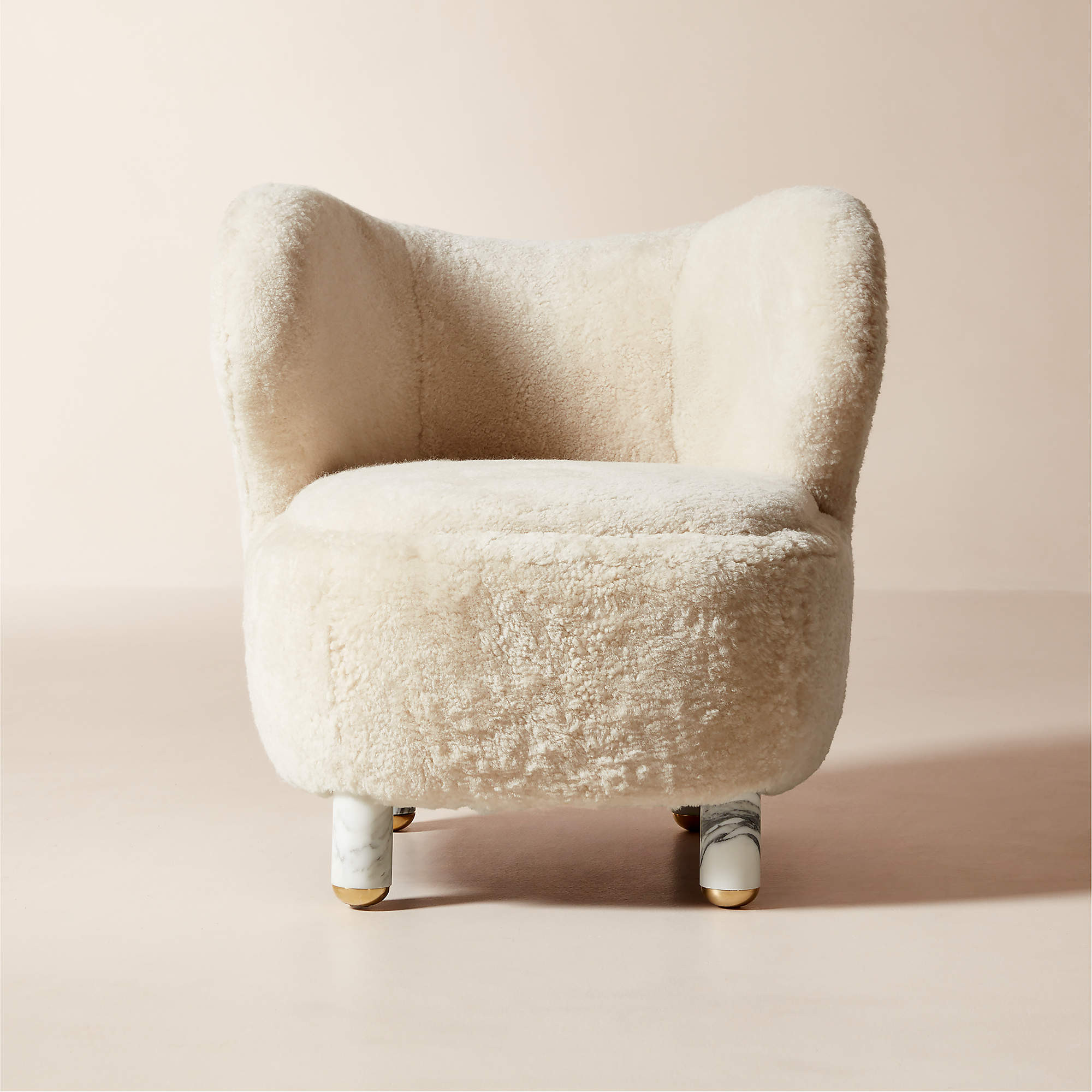 Nadine Shearling Accent Chair with Marble Legs by goop | CB2 | CB2