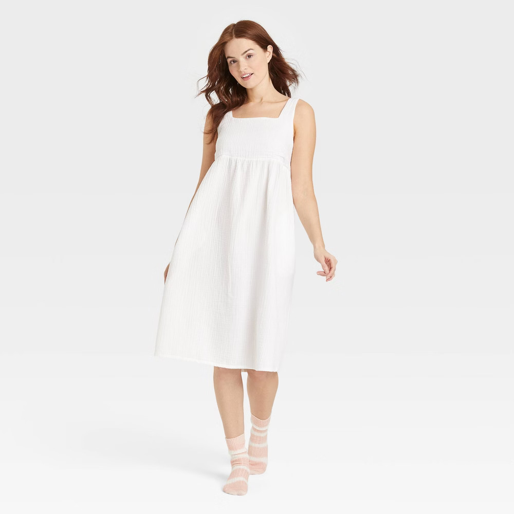 Women's 100% Cotton Sleep Dress - Stars Above White XXL | Target