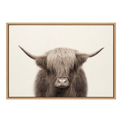23" x 33" Sylvie Highland Cow Color Framed Canvas by The Creative Bunch Studio Natural - Kate and... | Target