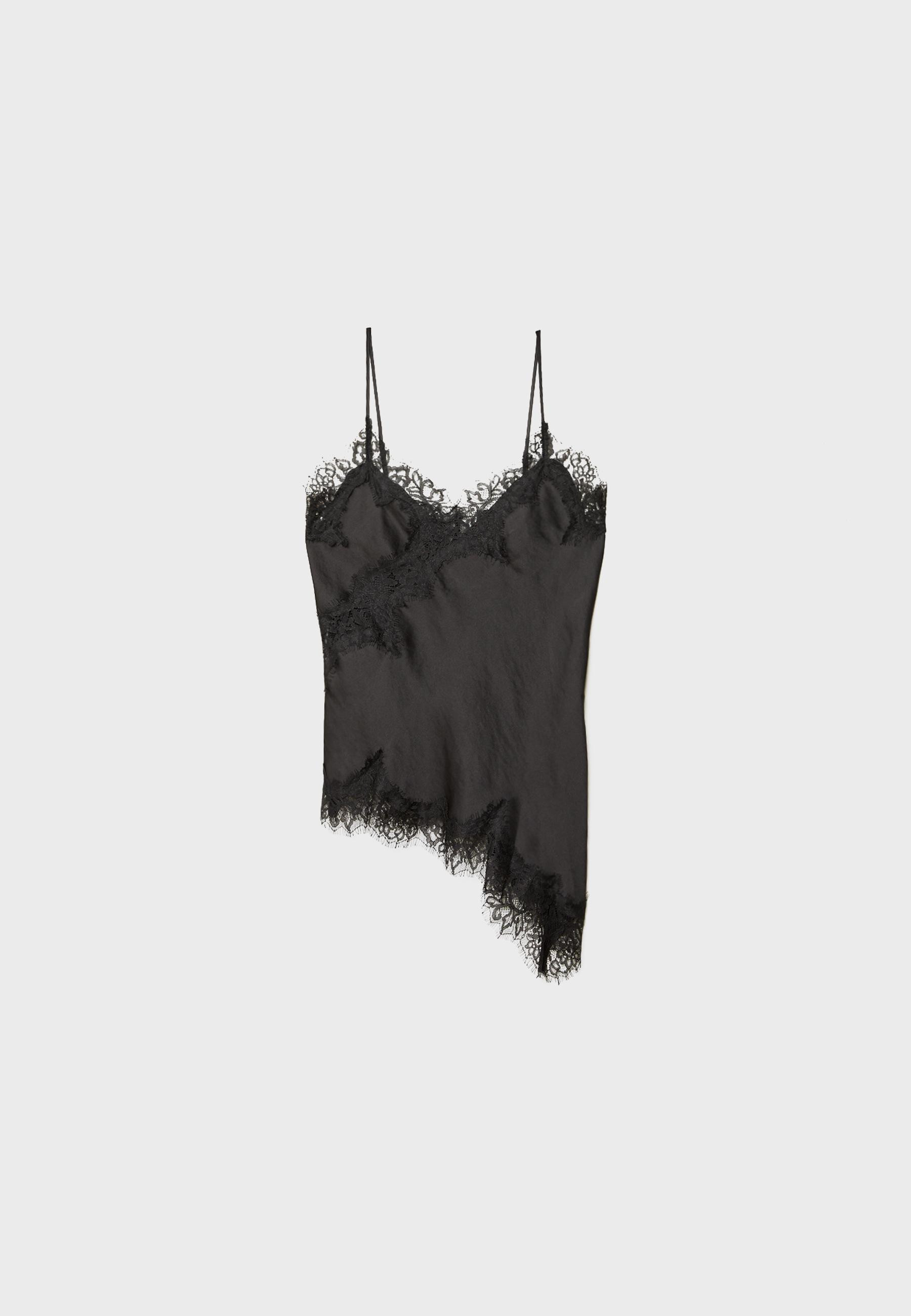 Asymmetric lace camisole top - Women's fashion | Stradivarius United Kingdom | Stradivarius (UK)