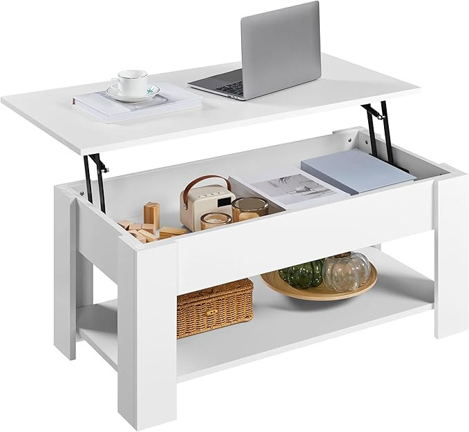 Yaheetech Lift Top Coffee Table w/Hidden Storage Compartment and Storage Shelf - Lift Tabletop fo... | Amazon (US)