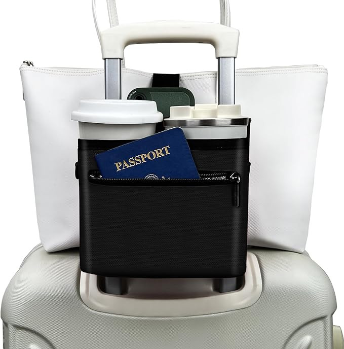 3 in 1 Travel Luggage Cup Holder, Luggage Straps, Shoulder Bag for Suitcases add a Bag，Convenie... | Amazon (US)