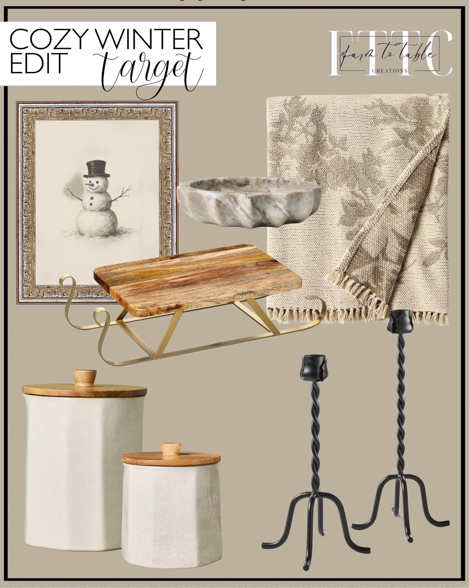 What I Bought From Target For A Cozy Winter Home

Follow @farmtotablecreations on Instagram for more cozy home inspiration.

This cozy winter edit is made up of simple, affordable Target finds that layer warmth, texture, and timeless charm throughout the home. From the soft neutral throw and classic snowman artwork to the marble catchall and vintage-inspired sled, every piece feels intentional without being overly seasonal. I love mixing natural wood, warm ceramics, and dark iron accents to create a winter look that feels calm, cozy, and easy to live with long after the holidays are put away.

These are the kinds of pieces you can style on a coffee table, console, or kitchen counter to instantly make your space feel warm and welcoming all winter long.

#targethome #winterdecor #cozyhome #homedecor #neutraldecor #winterstyling #homeaccents #livingroomdecor #cozywinter

#LTKSeasonal #LTKHome #LTKFindsUnder50