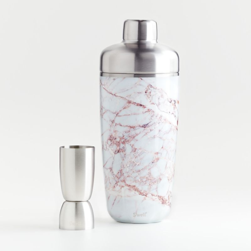 S'well Calacatta Gold Cocktail Shaker and Jigger Set + Reviews | Crate and Barrel | Crate & Barrel