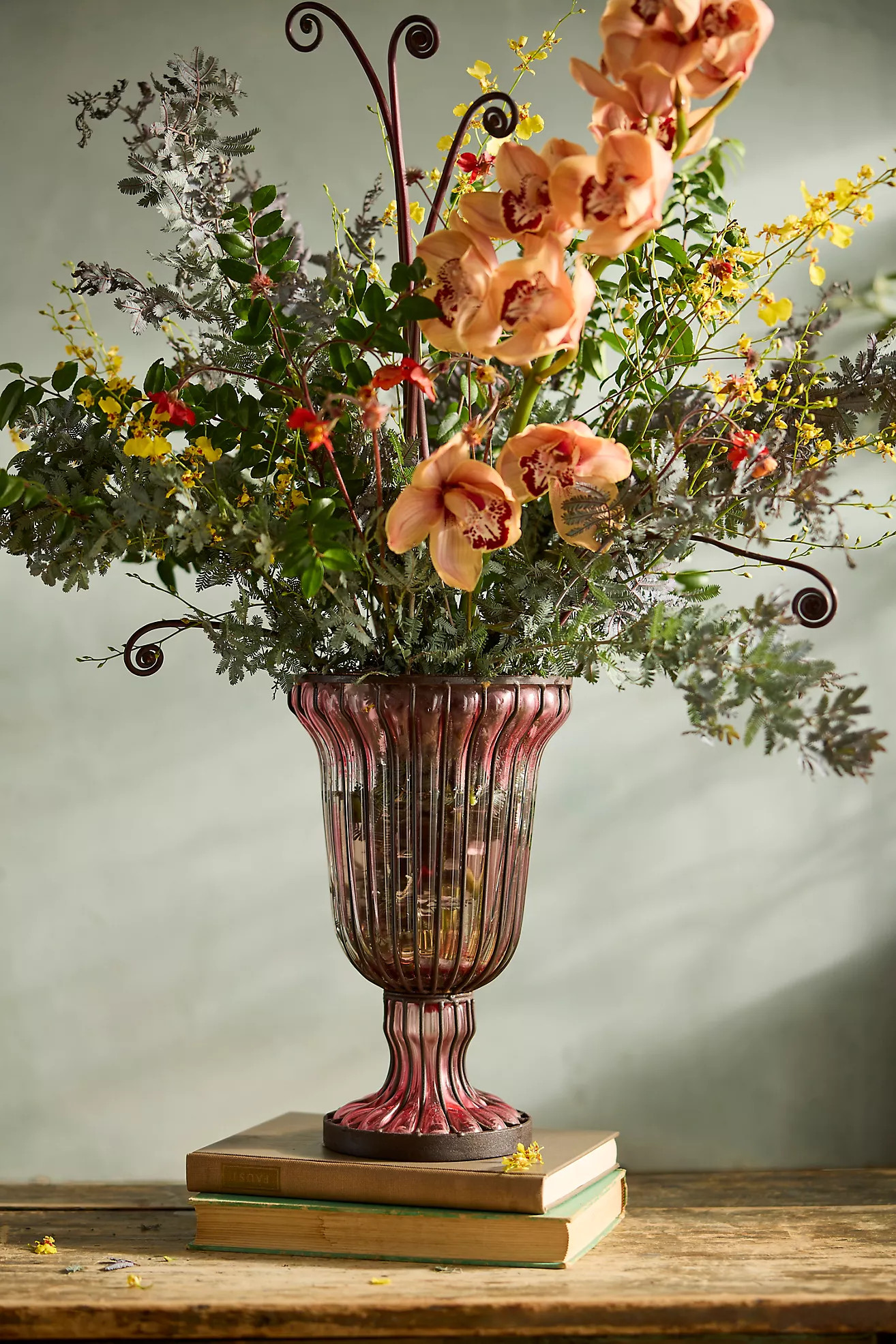 Mauve Fluted Glass + Iron Vase | Terrain