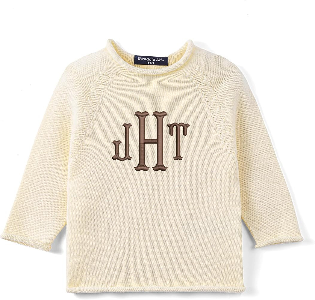Personalized Knit Rollneck Baby Sweater, Breathable Cotton Classic Rollneck, Warm Cozy for Infant... | Amazon (US)