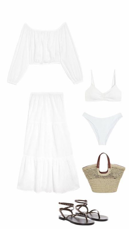 Beach outfit 
Bikini 
Straw basket 

#LTKunder50 #LTKstyletip #LTKSeasonal
