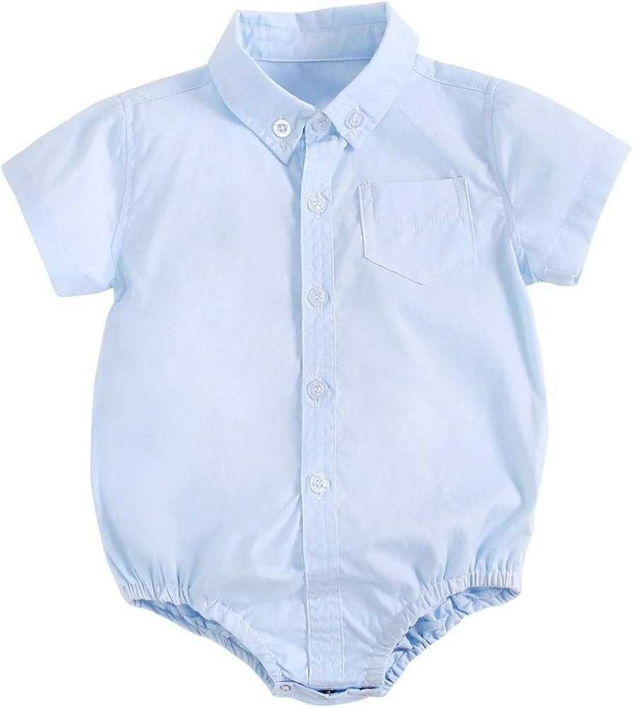 LuckyCandy Baby Boys' Polo Romper Formal Shirts Unisex-Baby Onesies Bodysuit Wedding Party Outfit... | Amazon (US)