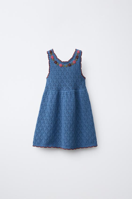 EMBROIDERED FLORAL KNIT DRESS | Zara US