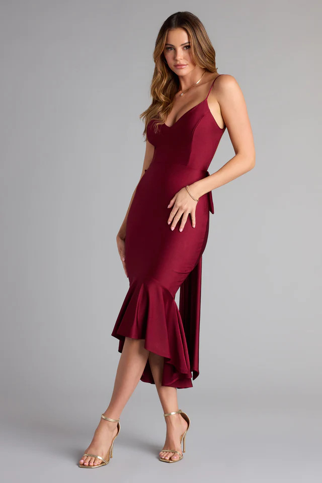 Back For More Ruffle Bow Midi Dress | Windsor Stores