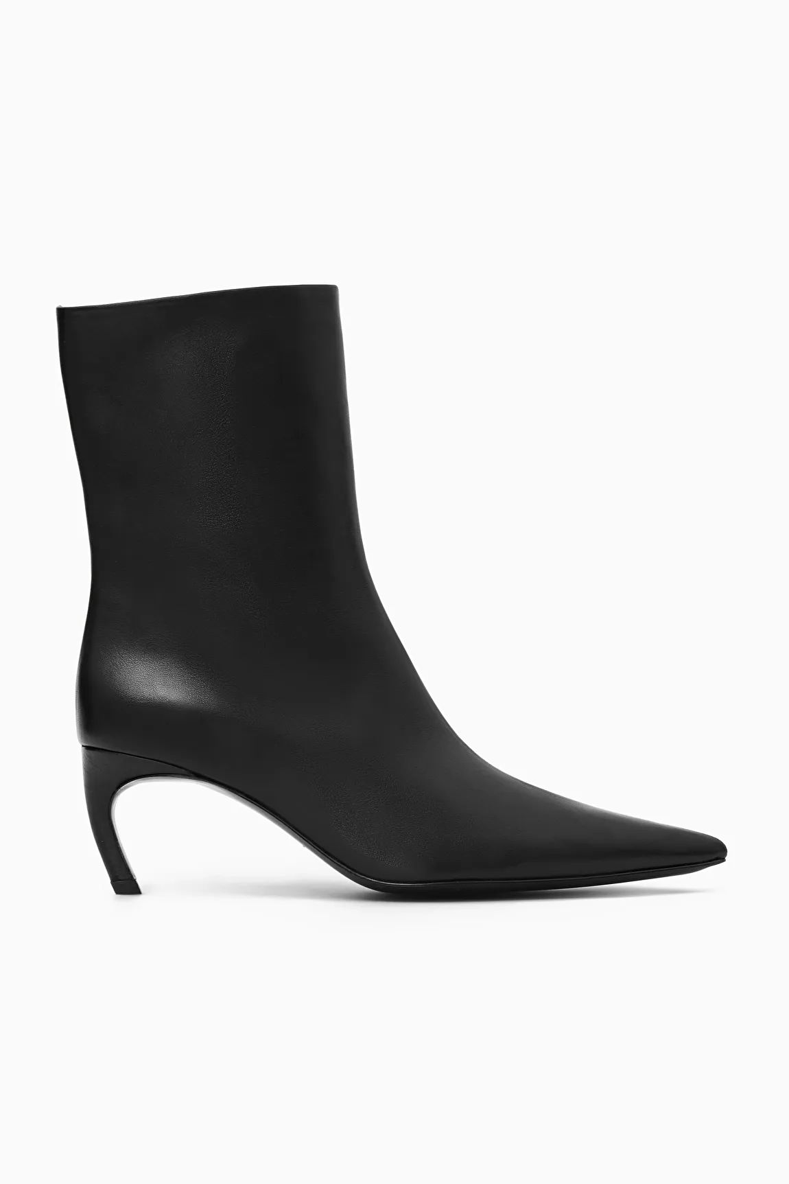 POINTED KITTEN-HEEL LEATHER BOOTS - BLACK - COS | COS UK