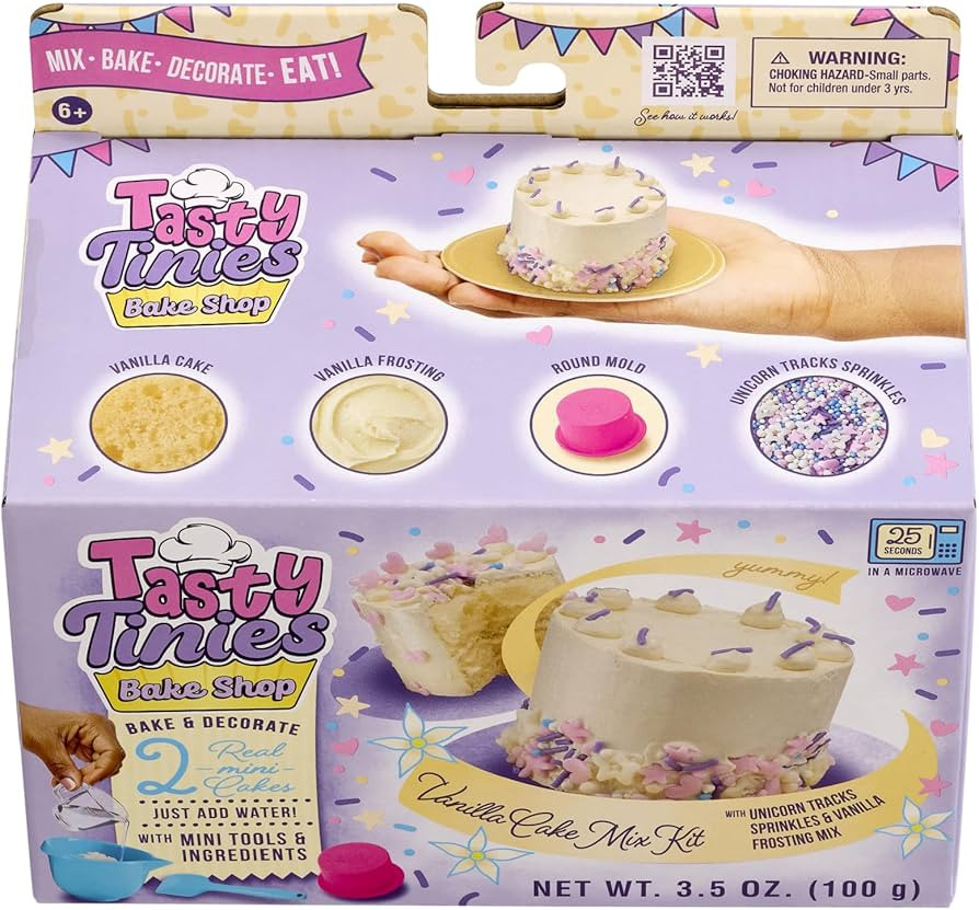 Amazon.com: Goliath Tasty Tinies Bake Shop Vanilla Cake Mix Kit with Unicorn Tracks Sprinkles & V... | Amazon (US)