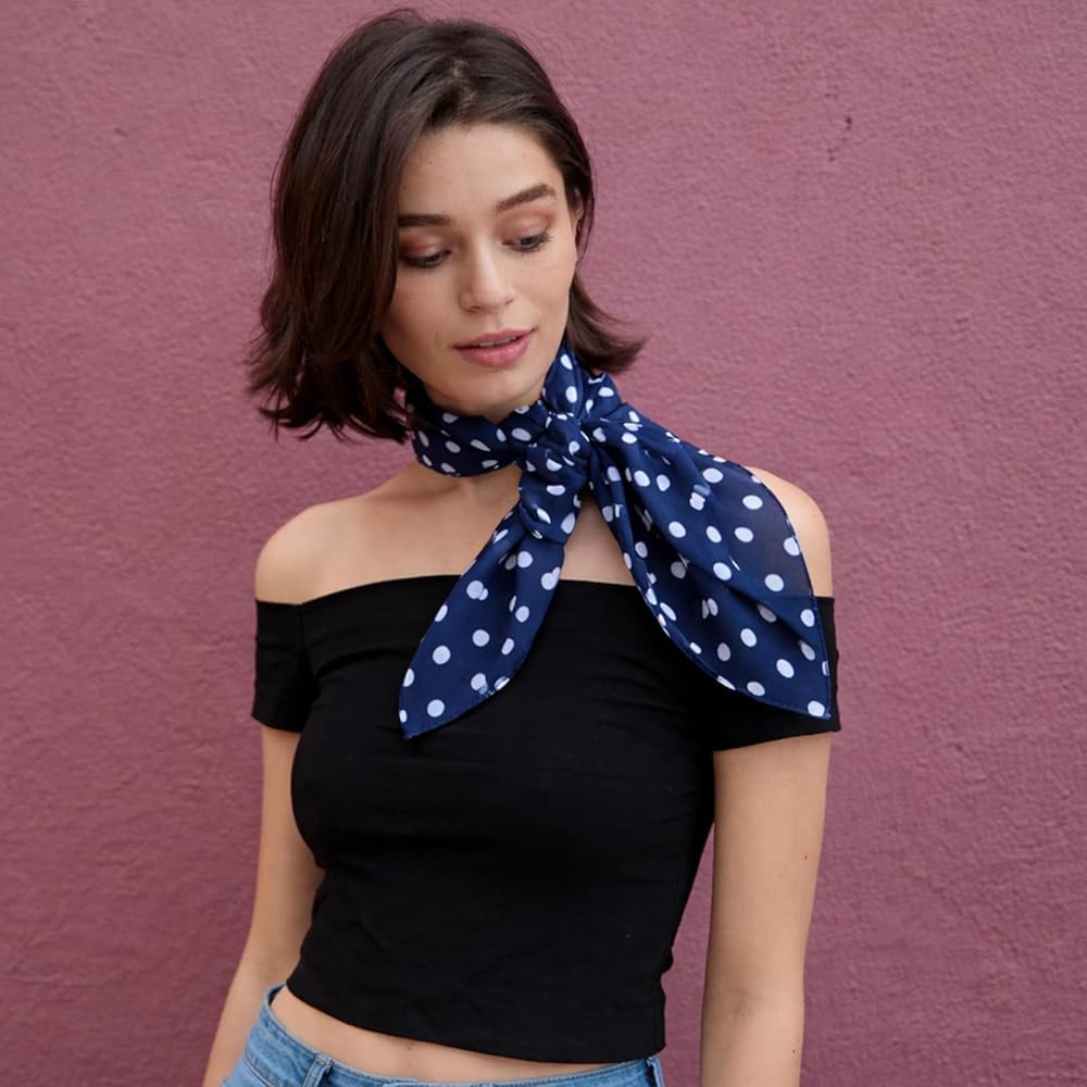 MissShorthair 50s Chiffon Scarf Sheer Square Neck Head Scarf for Women | Amazon (US)