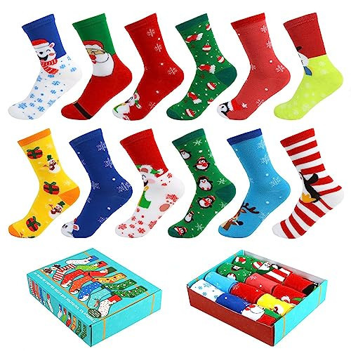 LOKIPA 12 Pairs Christmas Socks, Funny Christmas Socks Unisex Warm Thermal Novelty Gift Socks for Family Christmas, Holiday or Birthday Gift | Amazon (US)