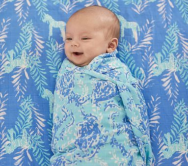 Lily Pulitzer Zebra Palm Muslin Swaddle Set | Pottery Barn Kids