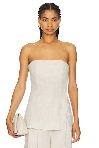 GRLFRND Linen Strapless Tunic Top in Natural Linen from Revolve.com | Revolve Clothing (Global)