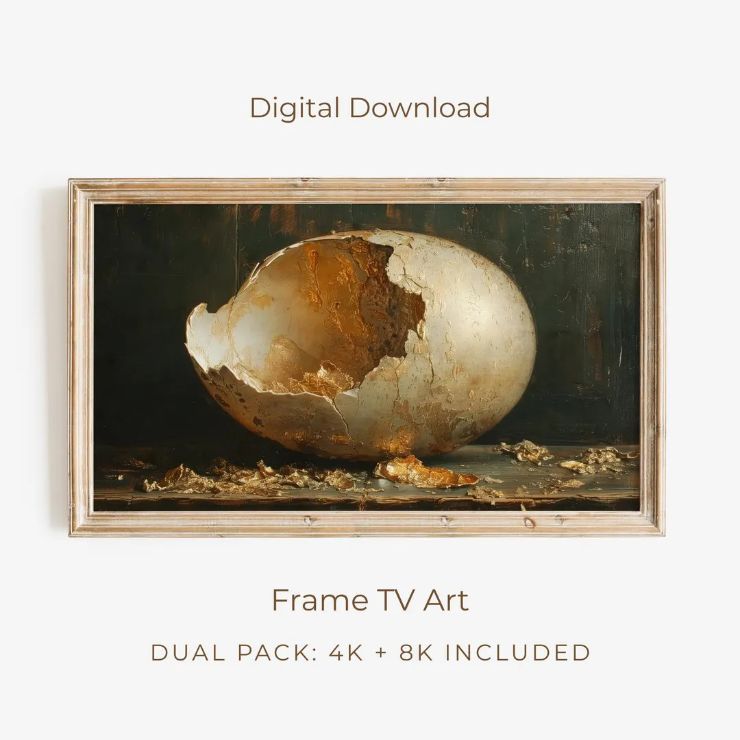 8K 4K Easter Frame TV Art | Vintage Golden Egg Oil Painting | Samsung Frame TV Decor | Easter Sti... | Etsy (US)