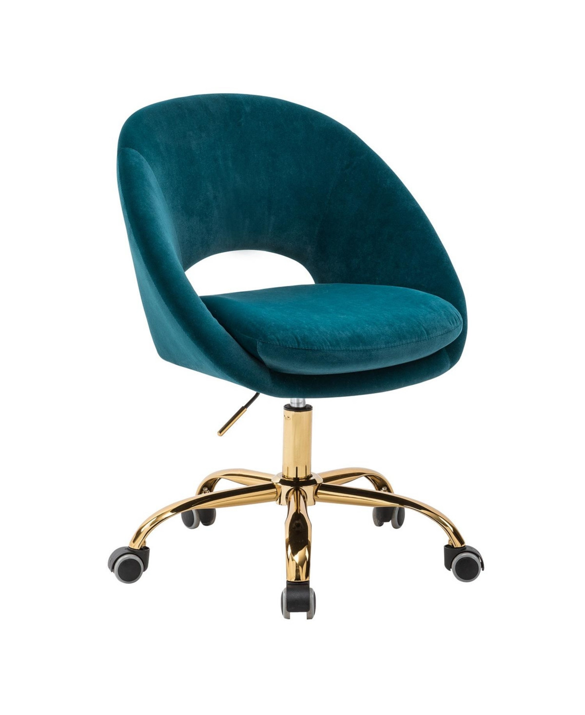Hulala Home Modern Velvet Office Chair with Adjustable Swivel for Study Vanity - Teal | Macy's
