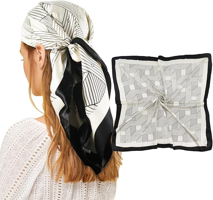 vimate 35" Square Silk Like Head Scarf - Women's Fashion Satin Scarf Bandana for Hair Wrapping at... | Amazon (US)