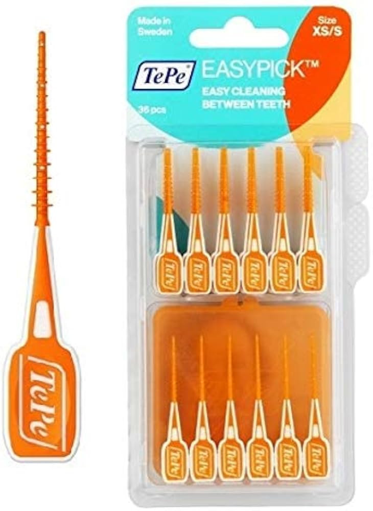 2 Pack x Tepe Easy Pick Interdental Brushes Orange Size XS/S Pack of 36 | Amazon (UK)