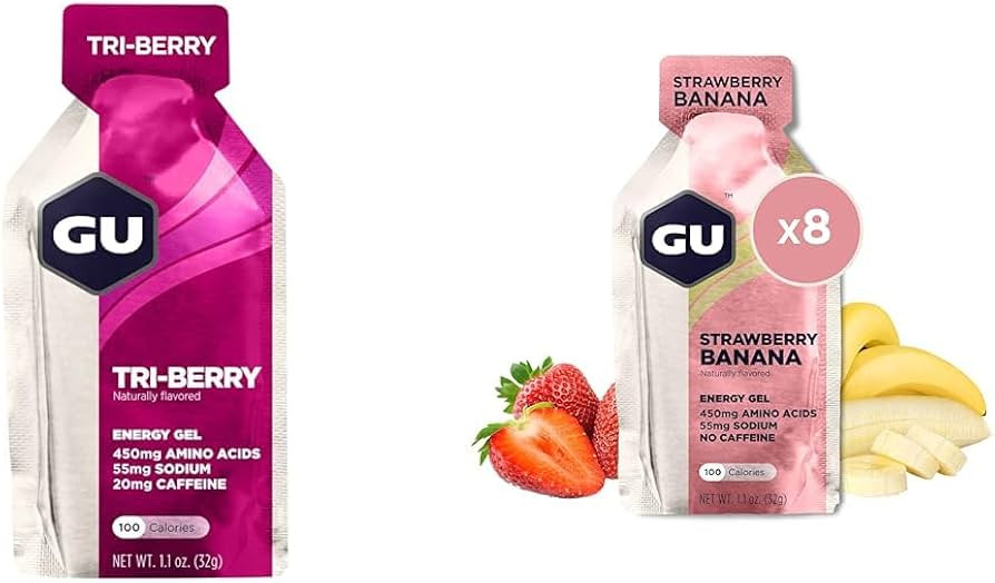 GU Energy Original Sports Nutrition Gel Tri-Berry and Strawberry Banana Flavor 8-Count Bundles | Amazon (US)