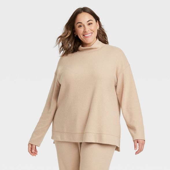 Women's Plus Size Long Sleeve RIb Turtleneck Tunic - Ava & Viv™ | Target