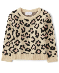 Toddler Girls Long Sleeve Leopard Print Sweater | The Children's Place  - STRAWBERRYCREAM | The Children's Place