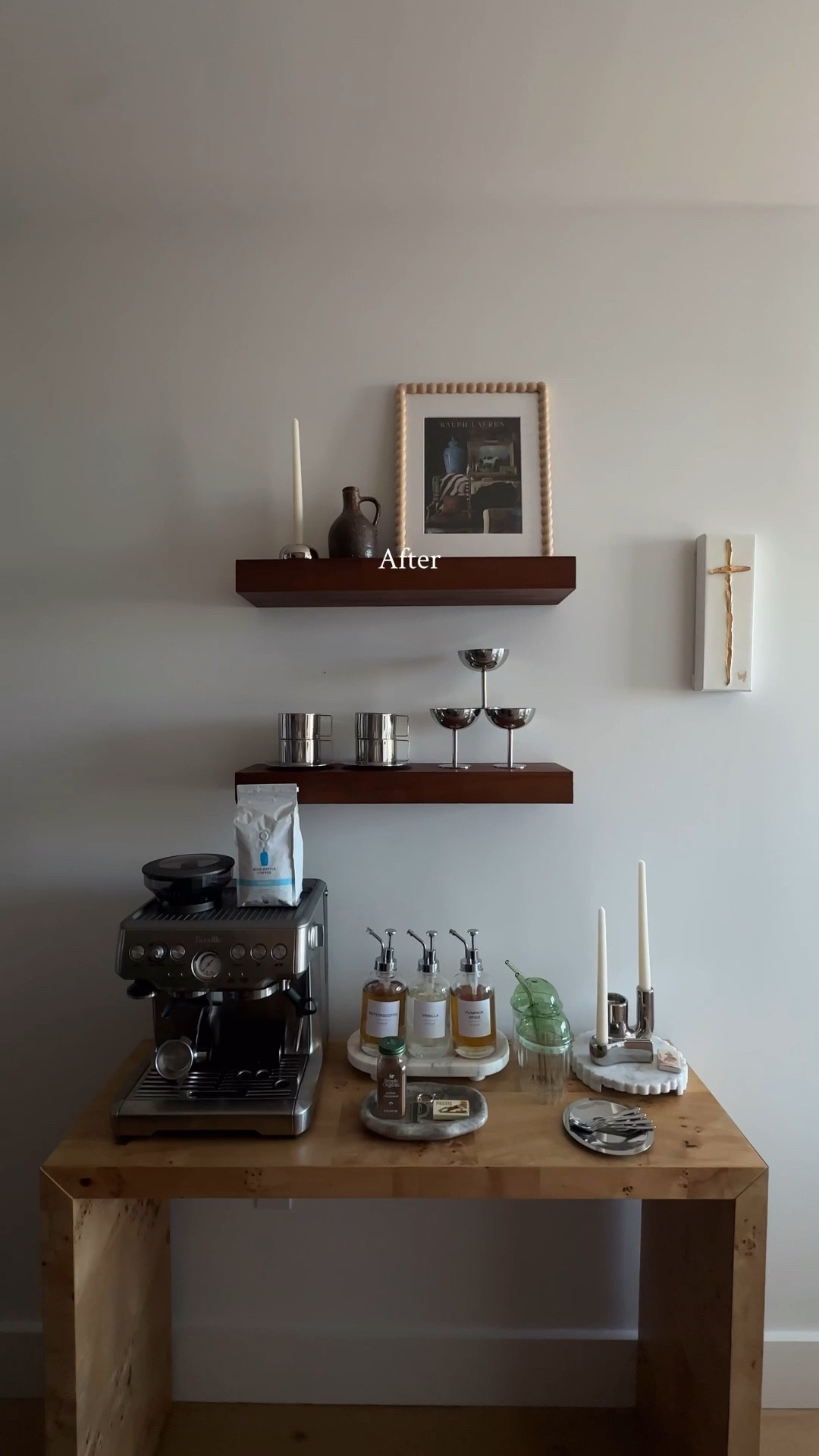 i only had one little wall in my apartment but knew i could build my dream coffee station ⭐️ #diy #apartmentdecor 

cross art is from rebecca mckenzie designs

#LTKHome