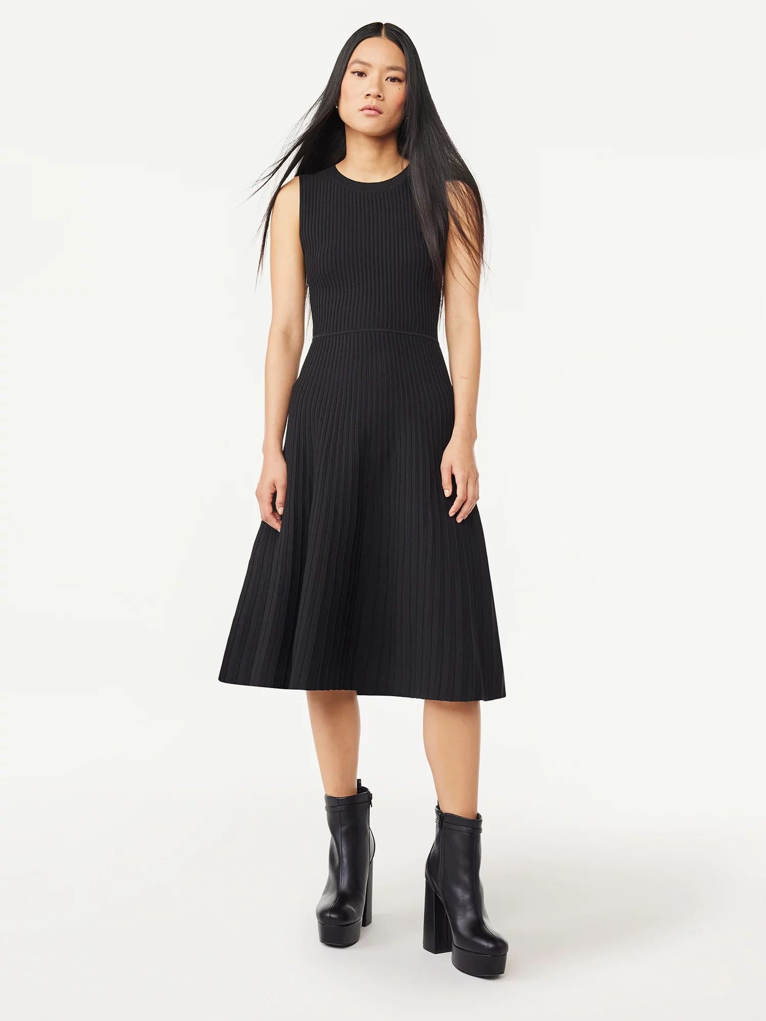 Scoop Women's Midi Striped Sweater Dress, Sizes XS-XXL | Walmart (US)