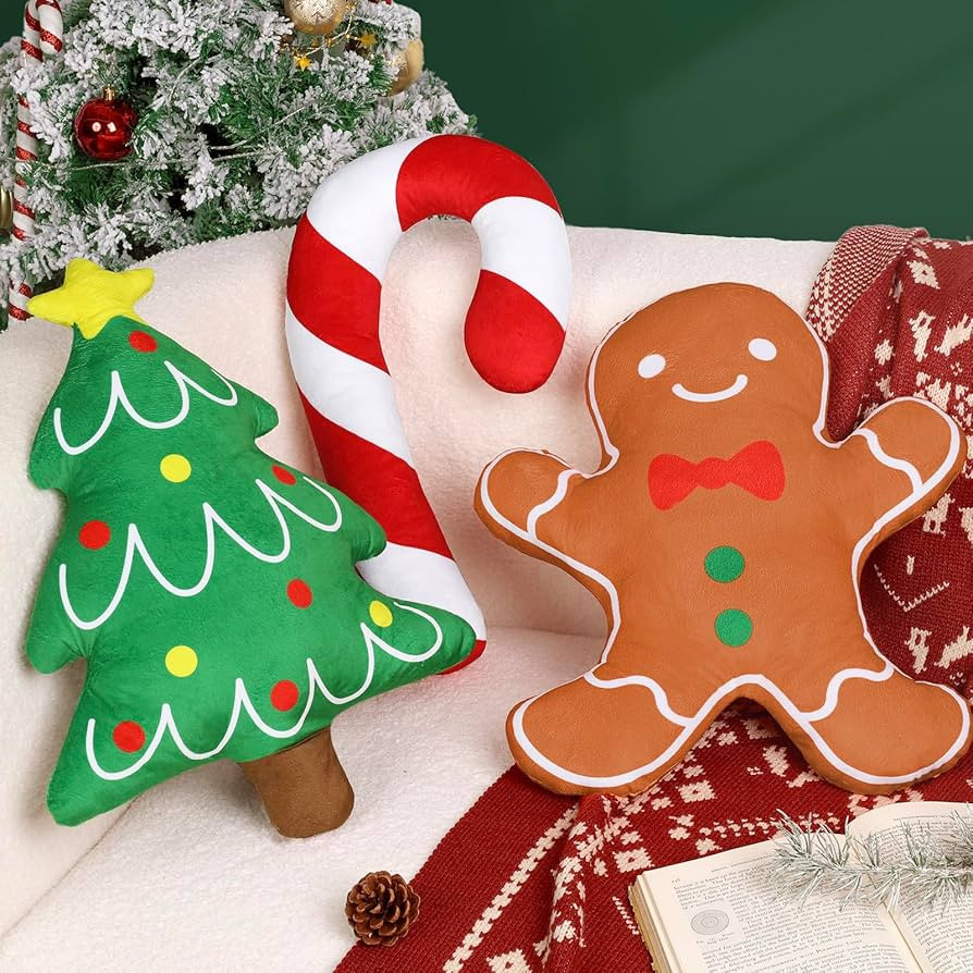 Percozzi Christmas Throw Pillow, Xmas Tree Decorative Throw Pillow, Cane Gingerbread Pillow, Thro... | Amazon (US)