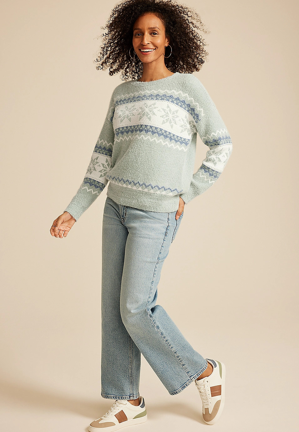 Green Fair Isle Snowflake Sweater | Maurices